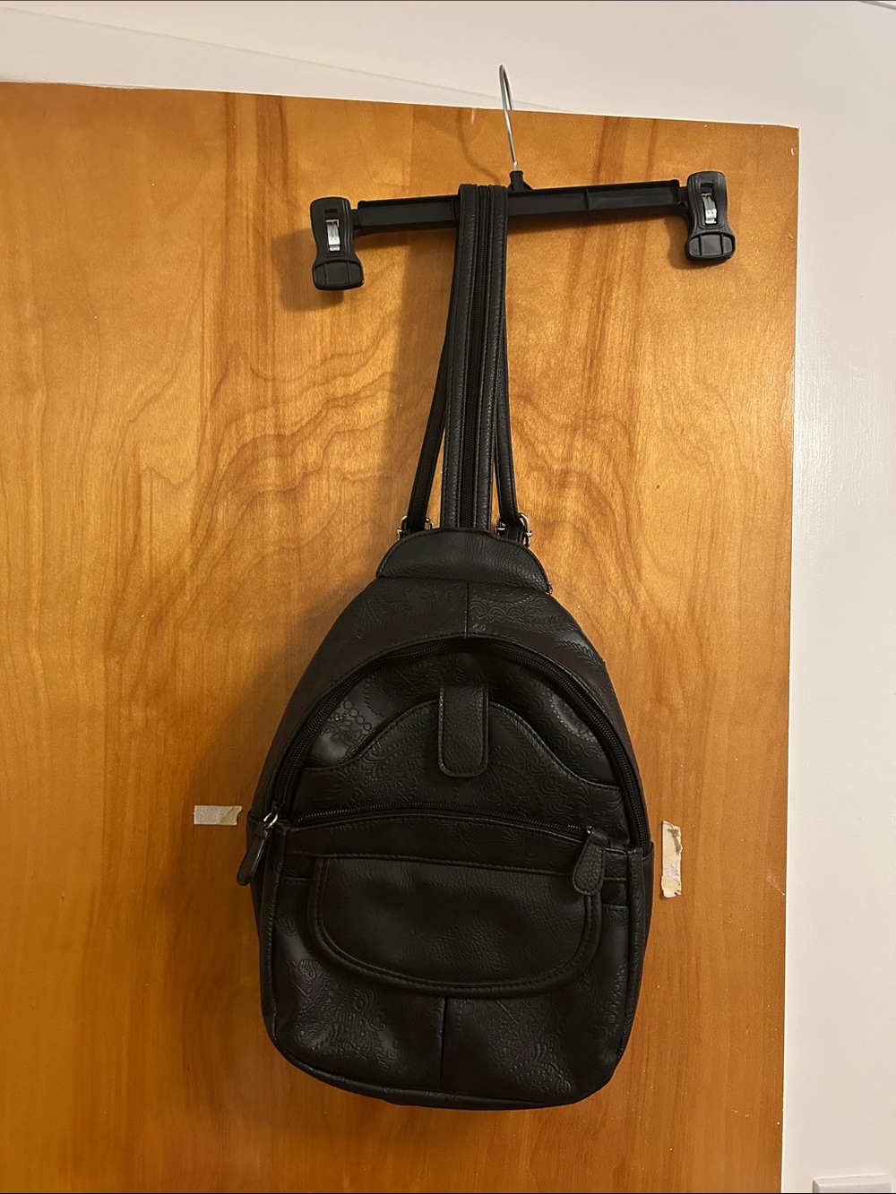 St. John's Bay Black Leather-Look Sling Backpack